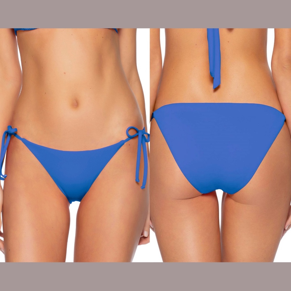 NEW $38 Becca Color Code Side Tie Bikini Bottoms in‎ Blue [SZ Medium ]